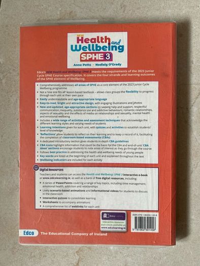 New Junior Cycle SPHE  3  Health and Wellbeing  Includes free e-book code