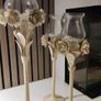 Cream coloured Metal / Glass floral candle stick holders x 3 Image 2