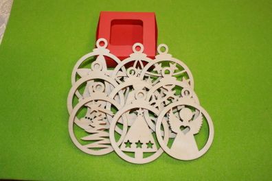 Christmas angel, xmas, stars, wood craft decoration set of 9 laser cut HANGING