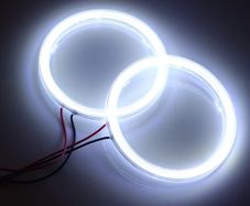 2 Pcs White 80MM Car Angel Eyes Halo Rings COB Light Circle Ring Headlight Lamp with Plastic Cover 12V 24V