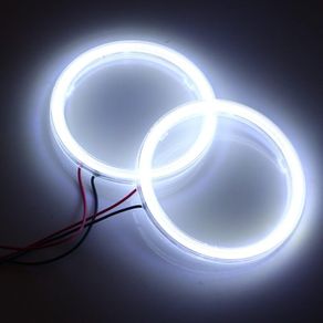 2 Pcs White 80MM Car Angel Eyes Halo Rings COB Light Circle Ring Headlight Lamp with Plastic Cover 12V 24V