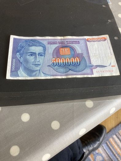 Rare Yugoslavia Banknote- 500000 Dinara
