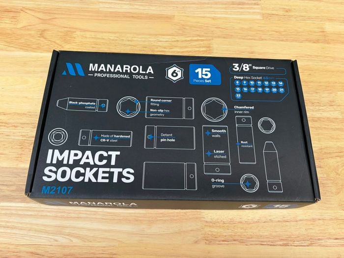 Brand New Manarola 15pc 3/8" Deep Impact Socket Set