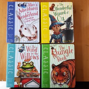 Mini Classics Book In Case.x 4 The Jungle  Book   The Wind In The  Willows.  The Wonderful  Wizard Of  Oz.alice Adventures In Wonderland Through The Looking  Glass. In Mint Condition.
