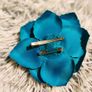 Teal or Blue Flower Hair Clip  Bold, Soft & Versatile Image 2