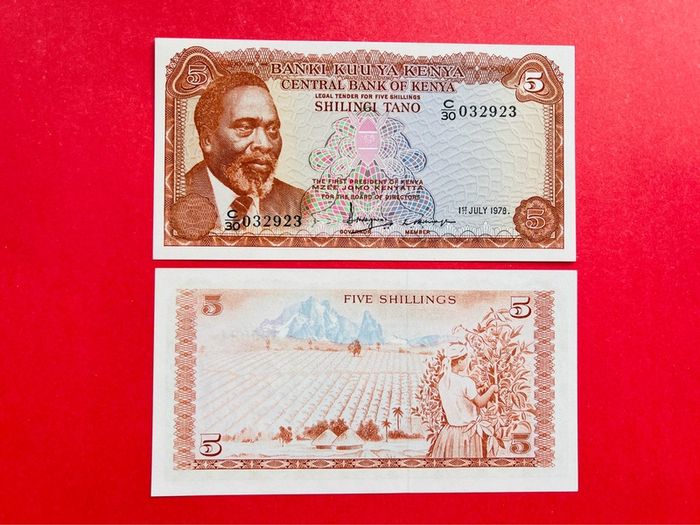 Kenya   5. Shillings  1978. Pick  15  SCARCE  ( Uncirculated )