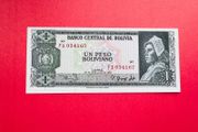Bolivia  1  Peso  Boliviano  1962. Scarce   Pick 152 . ( Uncirculated )