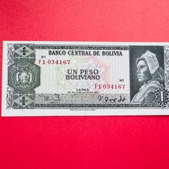Bolivia  1  Peso  Boliviano  1962. Scarce   Pick 152 . ( Uncirculated )