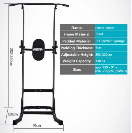 Pull Up Bar Dip Station Power Tower Large Wide Push Up Station Fitness Equipment for Home Gym Exercise Chin Up Bar