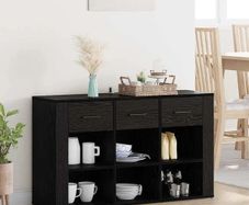 Sideboard Black Oak 100 x 30 x 59.5 cm Engineered Wood