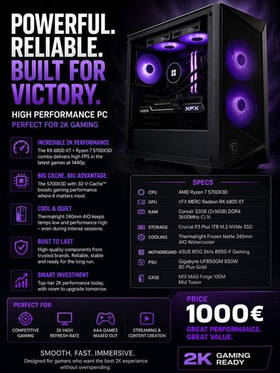 Rx 6800xt & Ryzen 7 5700x3d Gaming Pc