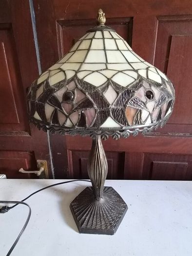 Large Tiffany Style Stained Glass Table Lamp 48cm