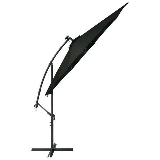 Cantilever Umbrella with LED Lights and Steel Pole 300 cm Black