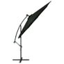 Cantilever Umbrella with LED Lights and Steel Pole 300 cm Black Image 3