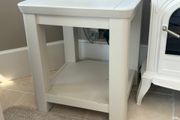 Pair of Solid Wood Off-White Lamp Tables