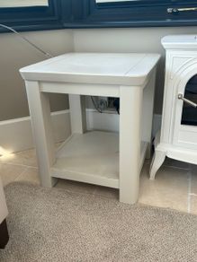 Pair of Solid Wood Off-White Lamp Tables