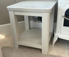 Pair of Solid Wood Off-White Lamp Tables