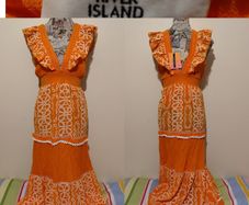 RIVER ISLAND Orange floral frill detail beach maxi dress,  NEW WITH TAGS