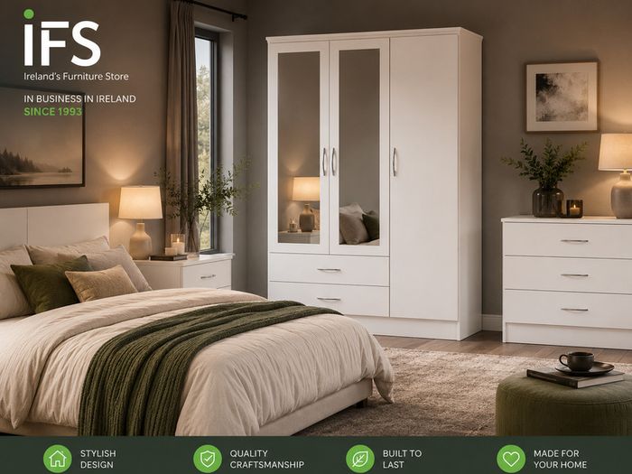 3 Door Mirrored Wardrobe ONLY 349