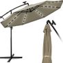 Aluminium LED Solar Cantilever Parasol, Diameter 300 cm, Sun Umbrella with Crank and On/Off Switch, Garden Parasol with UV Protection, Sun Shade with Stand, Market Umbrella, Waterproof Image 4