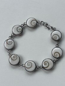Sterling Silver Shiva Eye Shell Bracelet