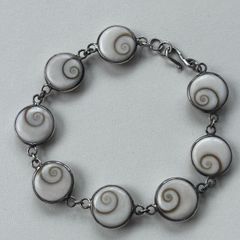 Sterling Silver Shiva Eye Shell Bracelet