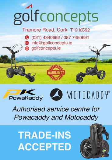 powakaddy 18 hole lithium battery at Golf Concepts Irelands leading golf trolley specialists