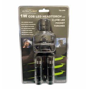Ultralight LED Headtorch and 2 LED Pocket Torches
