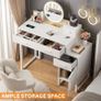 Dressing Table Vanity Desk with 4 Storage Drawers - Modern Makeup Desk with Charging Station, Vanity Desk with Reversible Cabinet Table Set with Divided Organizers for Women Girls Image 6
