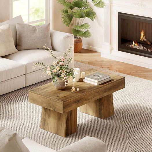 120 cm Coffee Table Made of Wood Coffee Table, Sofa Table with Thick Frame