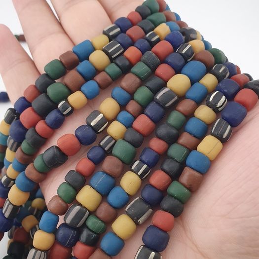 Antique African Style MultiColor Mix 7-8.5mm Glass Beads Necklace Strands