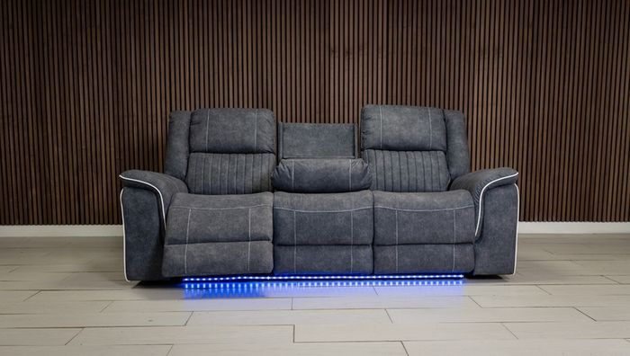 Naiomi 3+1+1 Electric Grey Fabric Recliner Sofa Set