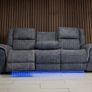 Naiomi 3+1+1 Electric Grey Fabric Recliner Sofa Set Image 2