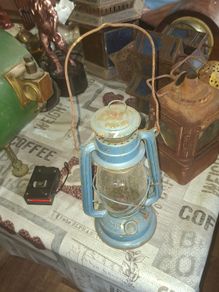 Vintage Blue Kerosene Hurricane Lantern, Postage available or Collection