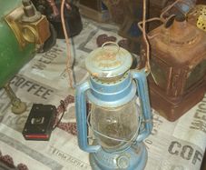 Vintage Blue Kerosene Hurricane Lantern, Postage available or Collection