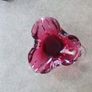 Cranberry pink art glass ashtray Murano style layered glass. Image 2