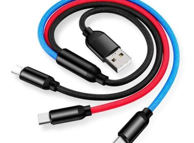 3in1 USB Charger Cable for iPhone 12 8 7 6 11 XR Type C Galaxy S10 S21 Micro USB