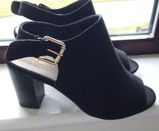 Black Suede Mule Real Leather Upper.