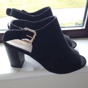 Black Suede Mule Real Leather Upper.