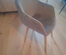 2 grey fabric chairs