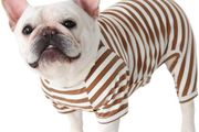 Dog Clothes,Dog Classic Striped Pajamas Soft Cotton Jumpsuit Pug French Bulldog Onesies Costume for Cats Puppy Small Dogs(Brown, blue, yellow, etc