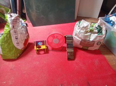 Hamster accessories, hay and bedding