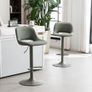 Bar Stool Set of 2 Modern Swivel, Adjustable Counter Height with Faux Leather Upholstered Hollow Back for Kitchen Island, Olive Green Image 6
