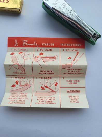 Vintage Miniature Bambi Ofrex Promotional Boxed Stapler.