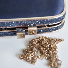 Navy rose gold clutch bag