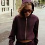Fab Zara Dark Burgundy Suede Effect Hoodie Jacket and Matching Wide Leg Trousers Co Ord   UK 14 Image 3