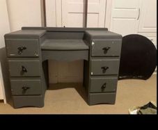1930s Art Deco waterfall vanity desk