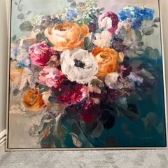 Framed Floral Canvas Painting