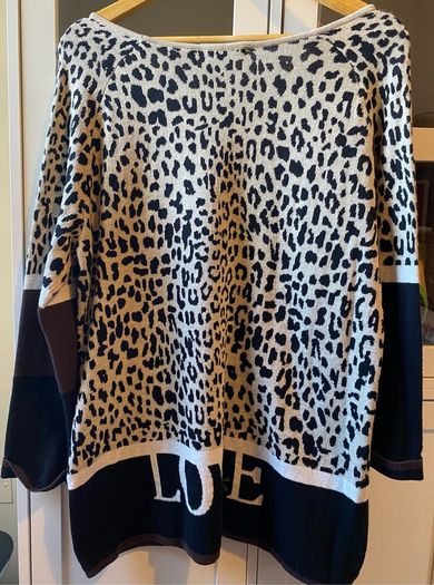 Punt Roma Leopard Print Knit Sweater Long Sleeve Top Size Large BNWT