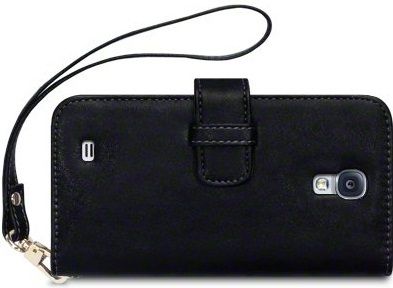 SAMSUNG i9500 GALAXY S4 Wallet Case Cover Black & Tan